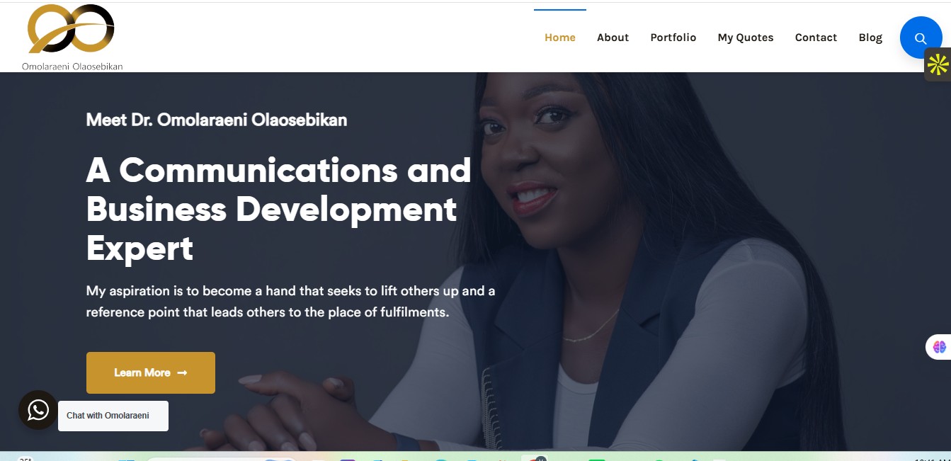 Portfolio Landing Page for Dr. Omolaraeni Olaosebikan